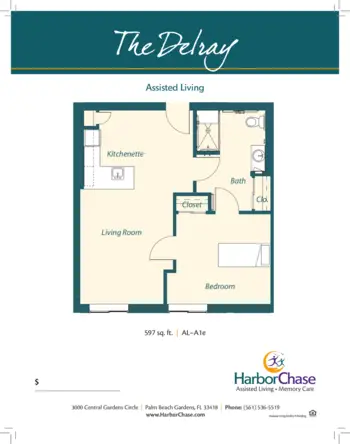 Floorplan of HarborChase of Palm Beach Gardens, Assisted Living, Palm Beach Gardens, FL 1