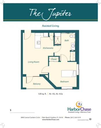 Floorplan of HarborChase of Palm Beach Gardens, Assisted Living, Palm Beach Gardens, FL 9
