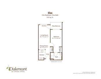 Floorplan of Oakmont of Chino Hills, Assisted Living, Chino Hills, CA 1