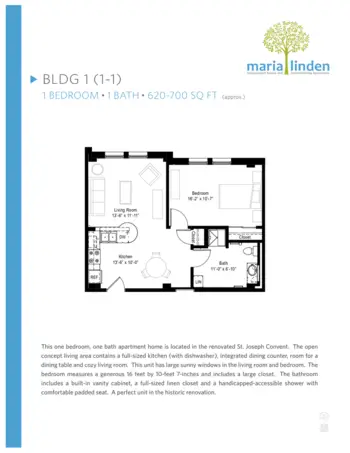 Floorplan of Maria Linden Assisted Living Apartments, Assisted Living, Milwaukee, WI 1