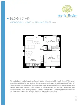 Floorplan of Maria Linden Assisted Living Apartments, Assisted Living, Milwaukee, WI 5