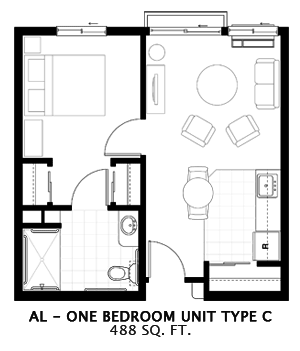 Floorplan of The Lakes, Assisted Living, Banning, CA 1