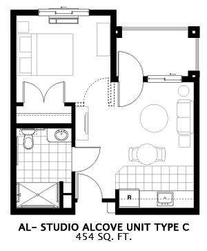 Floorplan of The Lakes, Assisted Living, Banning, CA 4