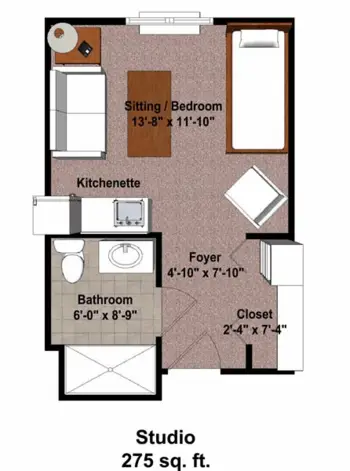 Floorplan of Bloom at German Church , Assisted Living, Indianapolis, IN 1