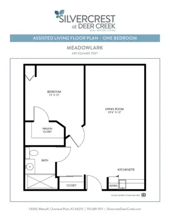 Floorplan of Silvercrest at Deer Creek, Assisted Living, Overland Park, KS 6