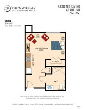 Floorplan of Watermark at Continental Ranch, Assisted Living, Tucson, AZ 1