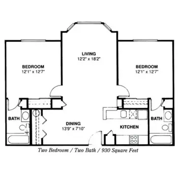 Floorplan of Williamsburg Senior Living Community, Assisted Living, Baton Rouge, LA 3