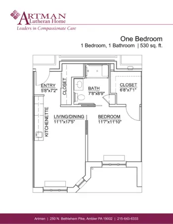 Floorplan of Artman Lutheran Home, Assisted Living, Ambler, PA 1