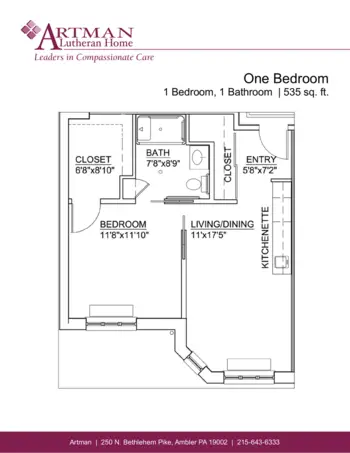Floorplan of Artman Lutheran Home, Assisted Living, Ambler, PA 2