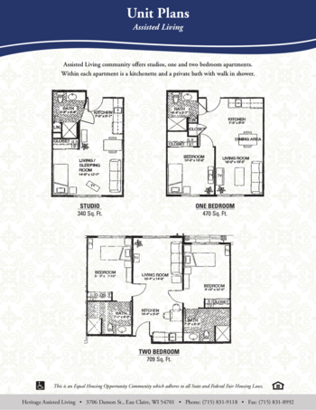Floorplan of Heritage Oakwood Hills, Assisted Living, Eau Claire, WI 1