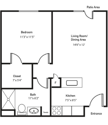 Floorplan of Brookstone Estates of Effingham, Assisted Living, Effingham, IL 1
