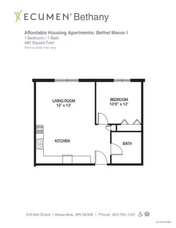 Floorplan of Ecumen Bethel Manor & Winona Shores, Assisted Living, Alexandria, MN 1