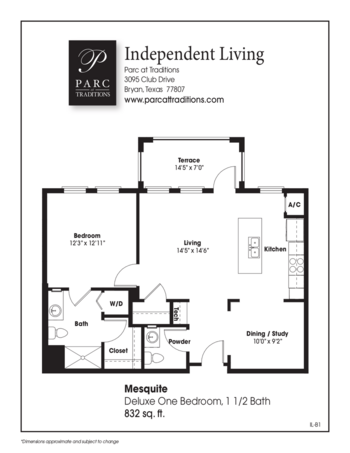 Floorplan of Parc at Traditions, Assisted Living, Bryan, TX 7