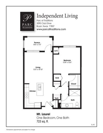 Floorplan of Parc at Traditions, Assisted Living, Bryan, TX 8