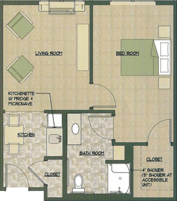 Floorplan of The Pointe at Morris, Assisted Living, Morris, IL 1