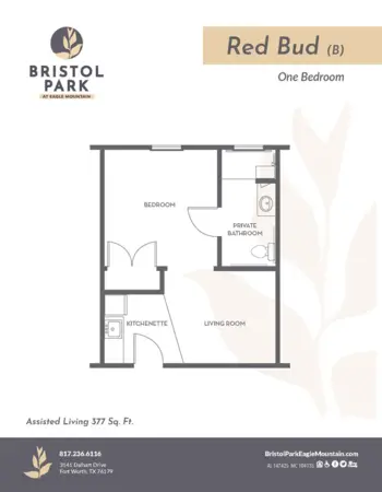 Floorplan of Bristol Park at Eagle Mountain Assisted Living & Memory Care, Assisted Living, Memory Care, Fort Worth, TX 3