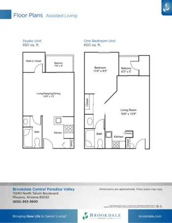 Floorplan of Brookdale Central Paradise Valley, Assisted Living, Phoenix, AZ 1