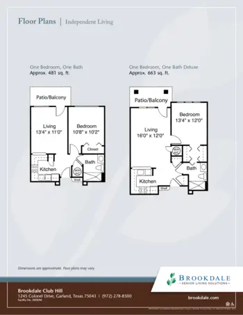 Floorplan of Brookdale Club Hill, Assisted Living, Garland, TX 1