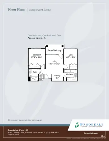 Floorplan of Brookdale Club Hill, Assisted Living, Garland, TX 2