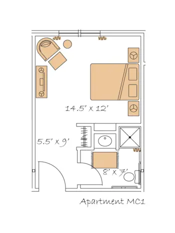 Floorplan of The Lodge at Old Trail, Assisted Living, Memory Care, Crozet, VA 6