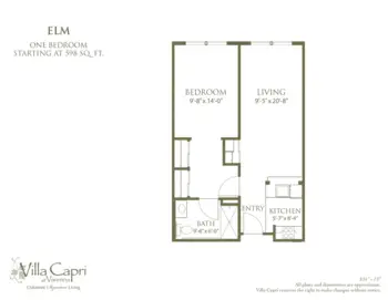 Floorplan of Villa Capri at Varenna, Assisted Living, Santa Rosa, CA 4