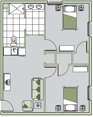 Floorplan of Oaks at Grove Park, Assisted Living, Columbus, GA 1