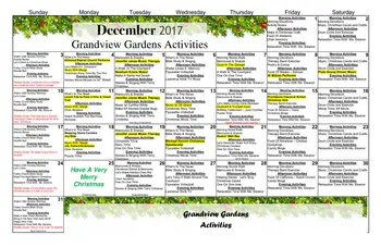 Activity Calendar of Redstone Village, Assisted Living, Nursing Home, Independent Living, CCRC, Huntsville, AL 3