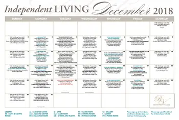 Activity Calendar of Redstone Village, Assisted Living, Nursing Home, Independent Living, CCRC, Huntsville, AL 9