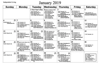 Activity Calendar of Presbyterian Village, Assisted Living, Nursing Home, Independent Living, CCRC, Little Rock, AR 3