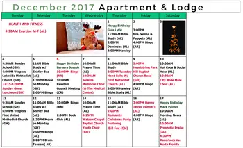 Activity Calendar of Trinity Village, Assisted Living, Nursing Home, Independent Living, CCRC, Pine Bluff, AR 1