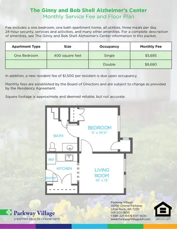 Floorplan of Parkway Village, Assisted Living, Nursing Home, Independent Living, CCRC, Little Rock, AR 13