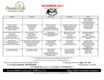 Dining menu of La Posada at Park Center, Assisted Living, Nursing Home, Independent Living, CCRC, Green Valley, AZ 1
