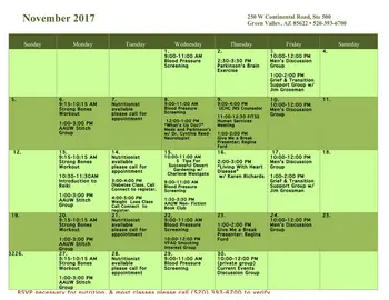 Activity Calendar of La Posada at Park Center, Assisted Living, Nursing Home, Independent Living, CCRC, Green Valley, AZ 1