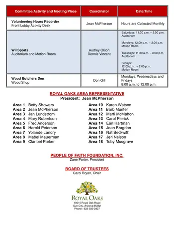 Activity Calendar of Royal Oaks, Assisted Living, Nursing Home, Independent Living, CCRC, Sun City, AZ 6