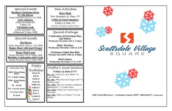 Activity Calendar of Scottsdale Village Square, Assisted Living, Nursing Home, Independent Living, CCRC, Scottsdale, AZ 2