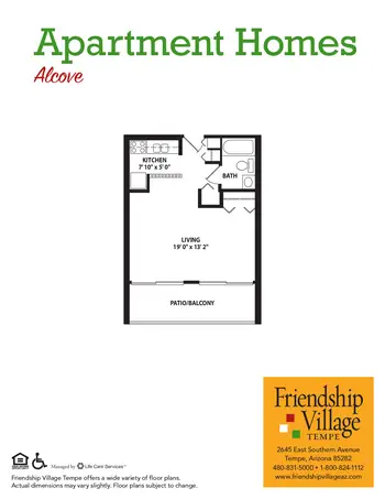 Floorplan of Friendship Village Tempe, Assisted Living, Nursing Home, Independent Living, CCRC, Tempe, AZ 1