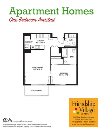 Floorplan of Friendship Village Tempe, Assisted Living, Nursing Home, Independent Living, CCRC, Tempe, AZ 2