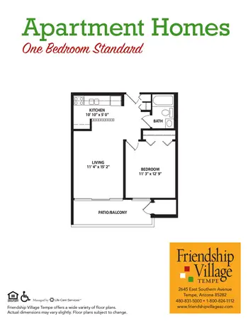 Floorplan of Friendship Village Tempe, Assisted Living, Nursing Home, Independent Living, CCRC, Tempe, AZ 3