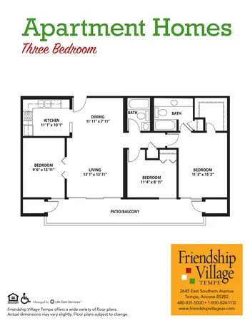 Floorplan of Friendship Village Tempe, Assisted Living, Nursing Home, Independent Living, CCRC, Tempe, AZ 4