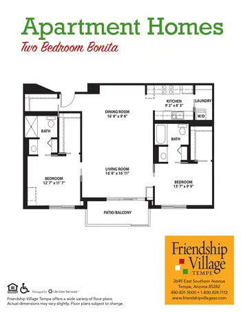 Floorplan of Friendship Village Tempe, Assisted Living, Nursing Home, Independent Living, CCRC, Tempe, AZ 6