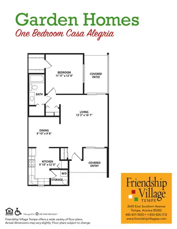 Floorplan of Friendship Village Tempe, Assisted Living, Nursing Home, Independent Living, CCRC, Tempe, AZ 7