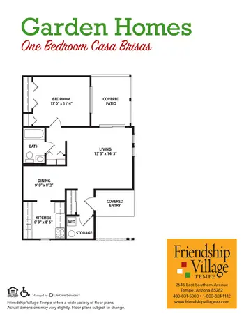 Floorplan of Friendship Village Tempe, Assisted Living, Nursing Home, Independent Living, CCRC, Tempe, AZ 8