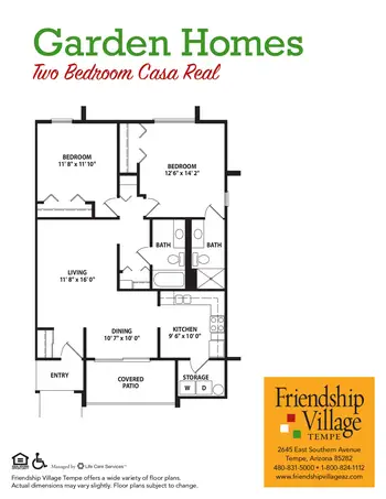 Floorplan of Friendship Village Tempe, Assisted Living, Nursing Home, Independent Living, CCRC, Tempe, AZ 9