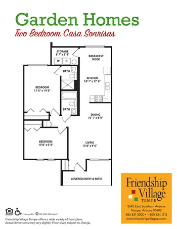 Floorplan of Friendship Village Tempe, Assisted Living, Nursing Home, Independent Living, CCRC, Tempe, AZ 10