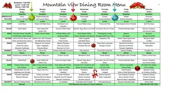 Dining menu of Hillcrest, Assisted Living, Nursing Home, Independent Living, CCRC, La Verne, CA 8