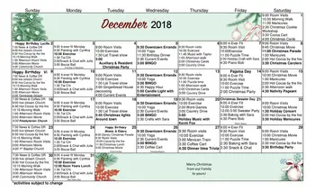 Activity Calendar of Atterdag Village of Solvang, Assisted Living, Nursing Home, Independent Living, CCRC, Solvang, CA 2