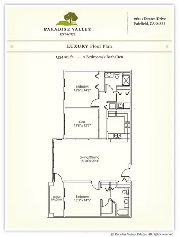 Floorplan of Paradise Valley, Assisted Living, Nursing Home, Independent Living, CCRC, Fairfield, CA 7