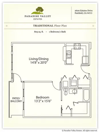 Floorplan of Paradise Valley, Assisted Living, Nursing Home, Independent Living, CCRC, Fairfield, CA 10
