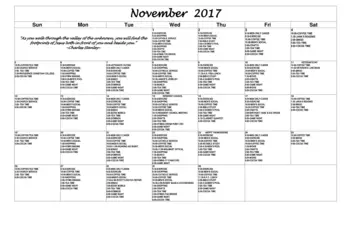 Activity Calendar of Inland Christian Home, Assisted Living, Nursing Home, Independent Living, CCRC, Ontario, CA 1