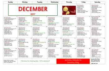 Activity Calendar of Lincoln Glen Manor, Assisted Living, Nursing Home, Independent Living, CCRC, San Jose, CA 2